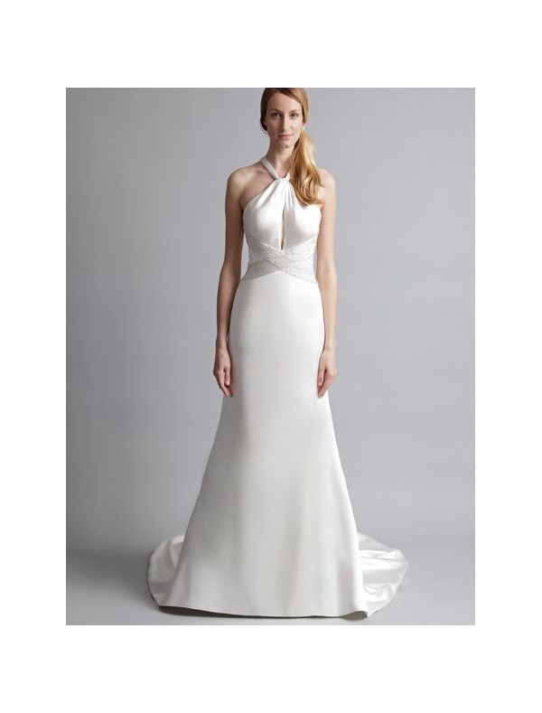 Satin Halter Neckline Sheath 2012 Wedding Dress T143008